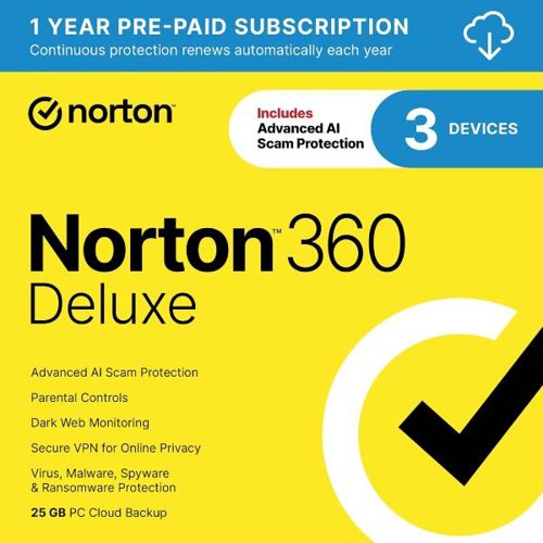 Norton 360 Deluxe – Antivirus, 3 Devices, 1 Year